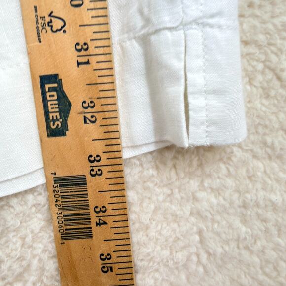 Old Navy Women Size 12 White Cropped Capri Pants Below Waist 100% Linen Summer - Picture 7 of 10